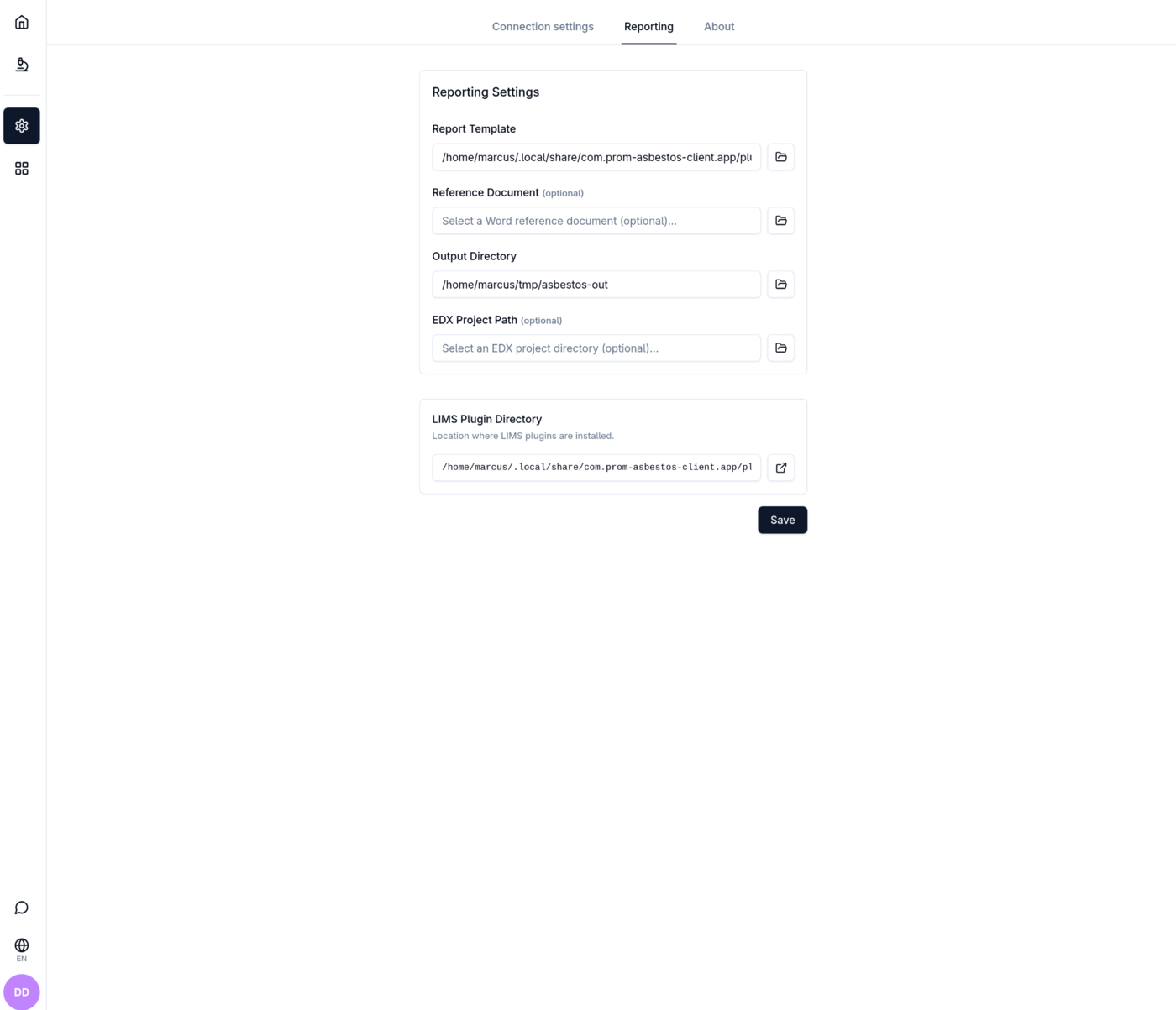 Reporting tab